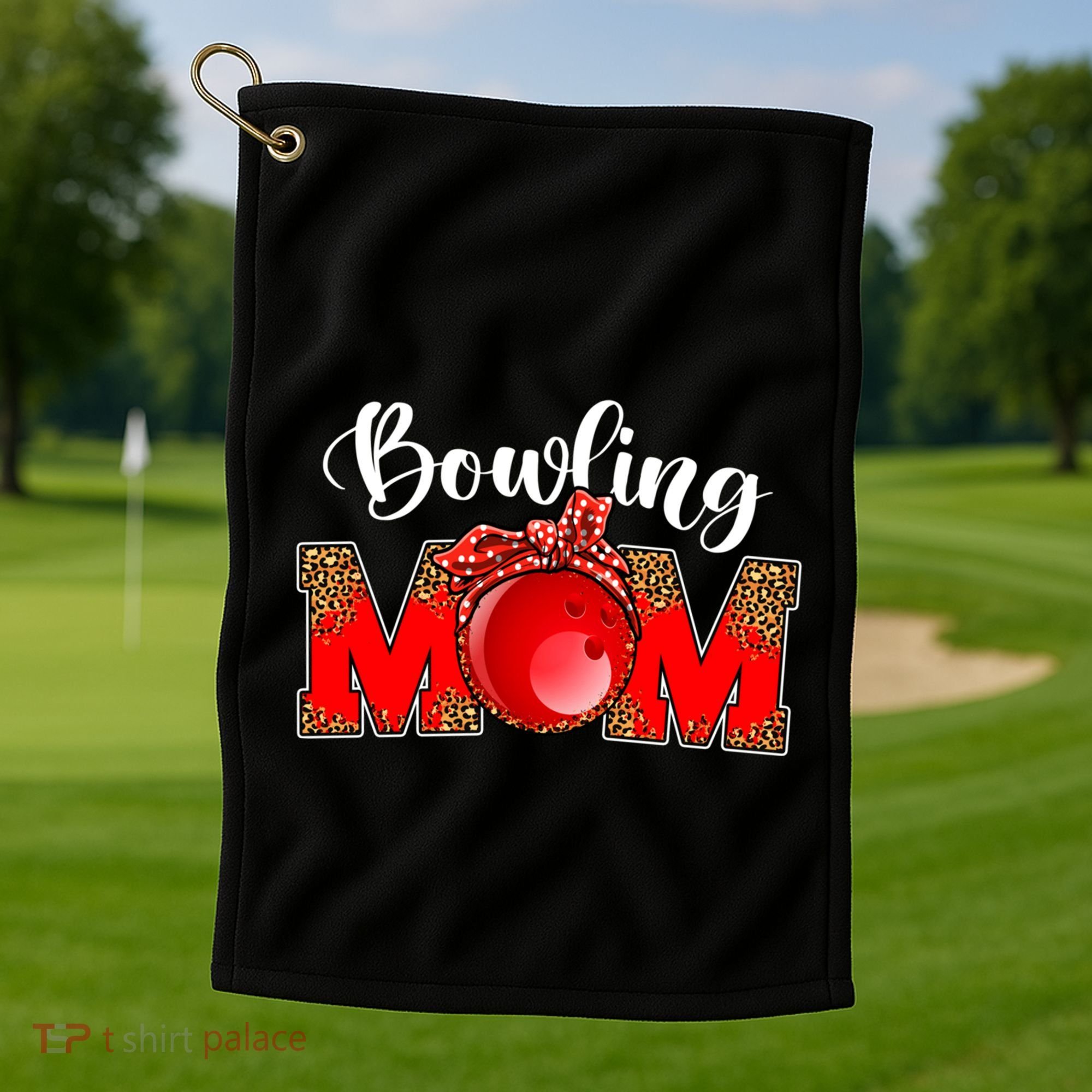 Mothers Day Bowling Mom Leopard Game Day Mom Life Cute Gift Golf Towel