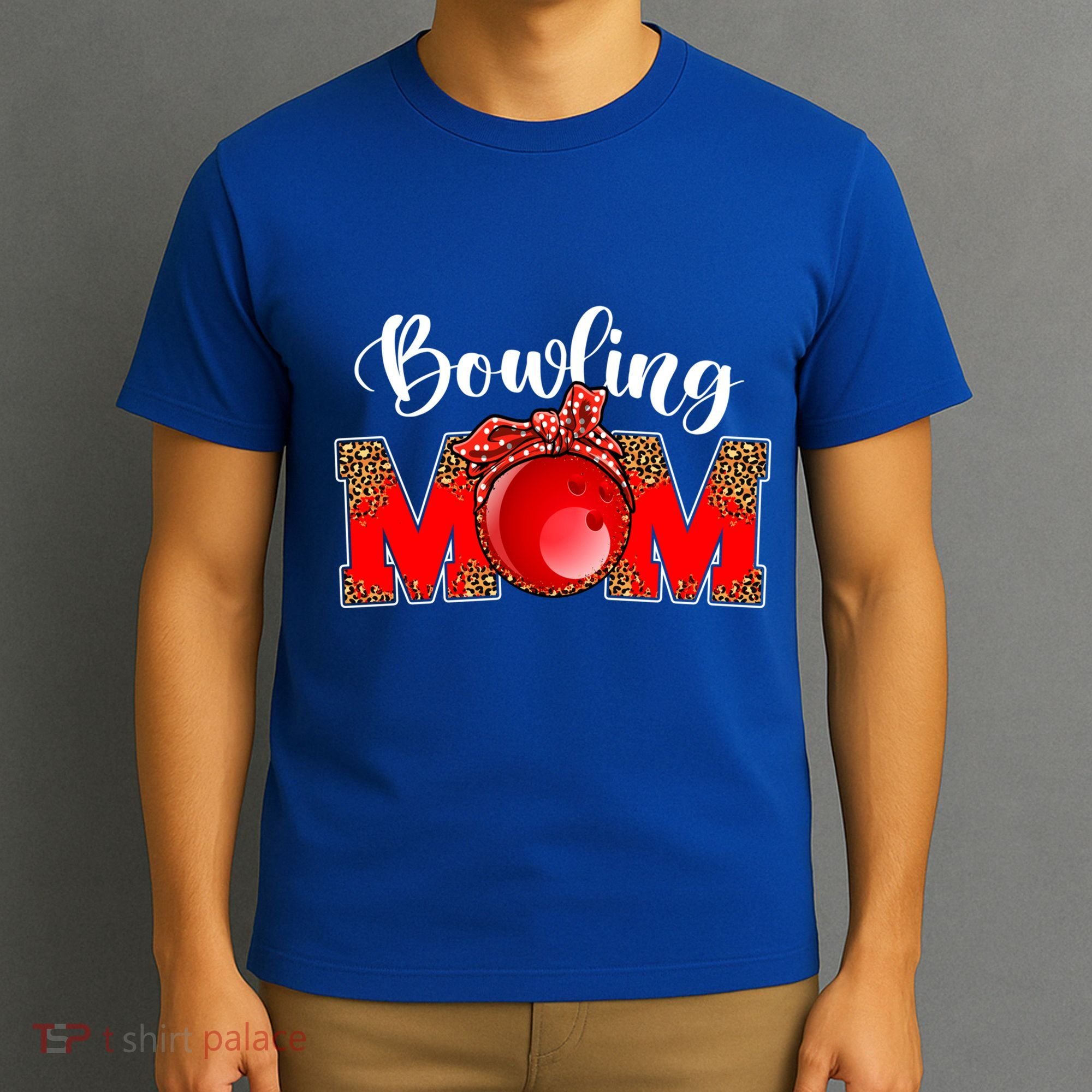 Mothers Day Bowling Mom Leopard Game Day Mom Life Cute Gift T-Shirt