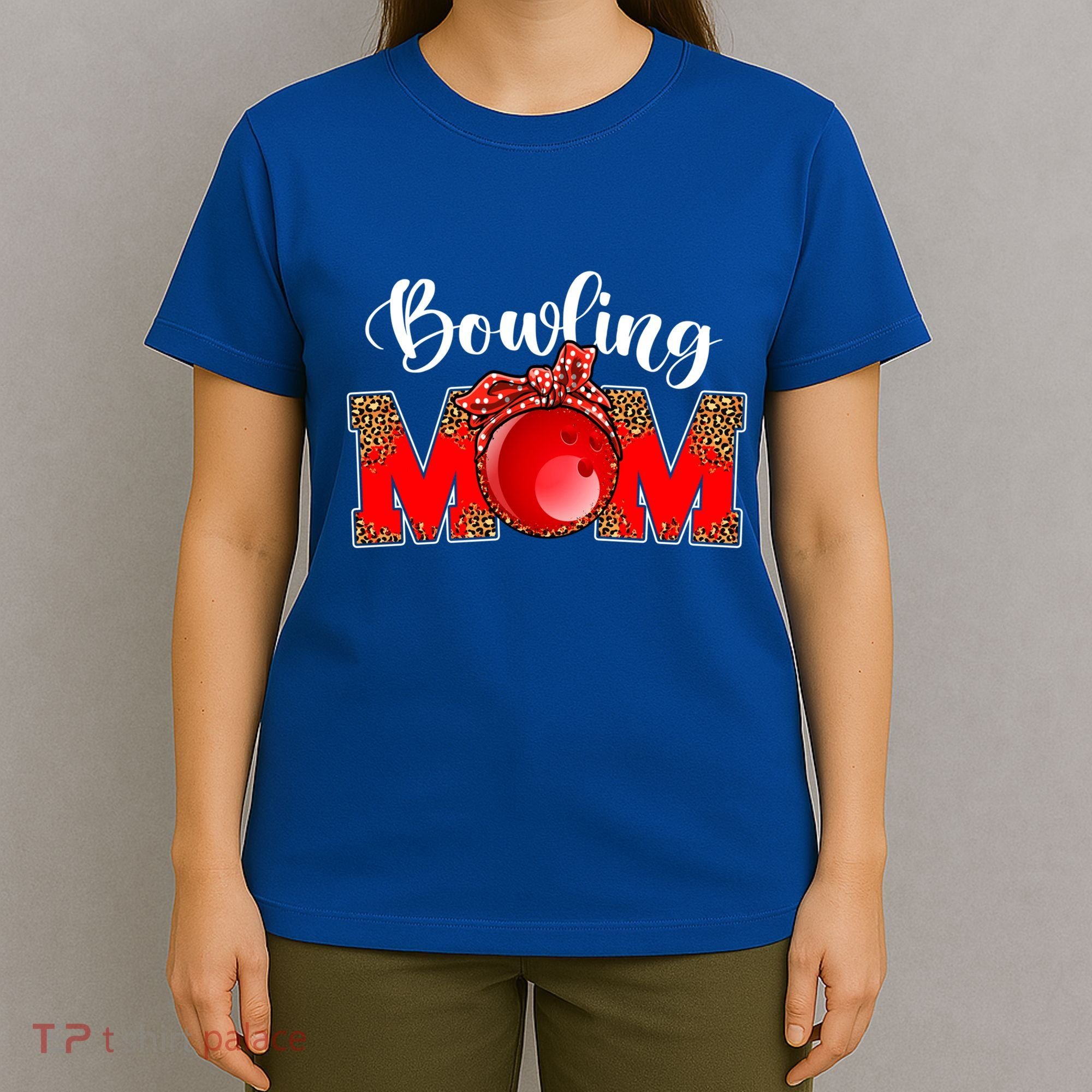 Mothers Day Bowling Mom Leopard Game Day Mom Life Cute Gift T-Shirt