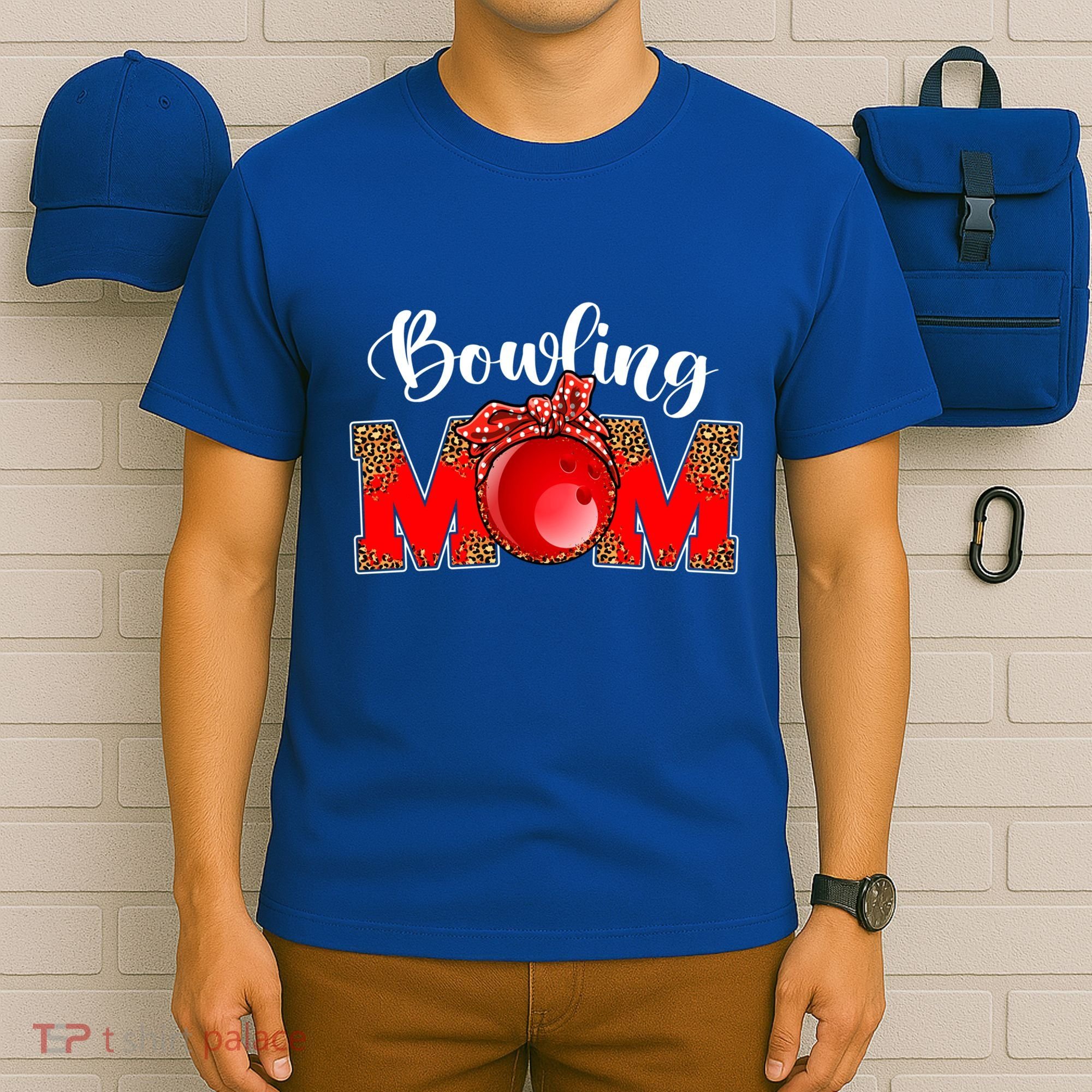 Mothers Day Bowling Mom Leopard Game Day Mom Life Cute Gift T-Shirt