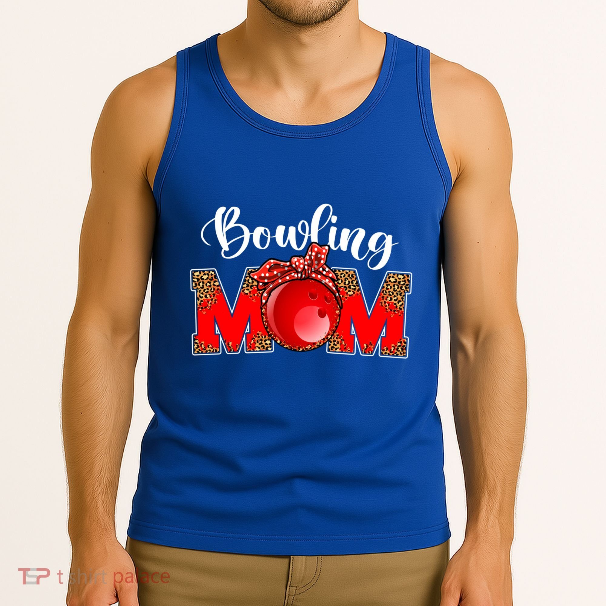 Mothers Day Bowling Mom Leopard Game Day Mom Life Cute Gift Tank Top