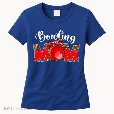 Mothers Day Bowling Mom Leopard Game Day Mom Life Cute Gift Women's T-Shirt