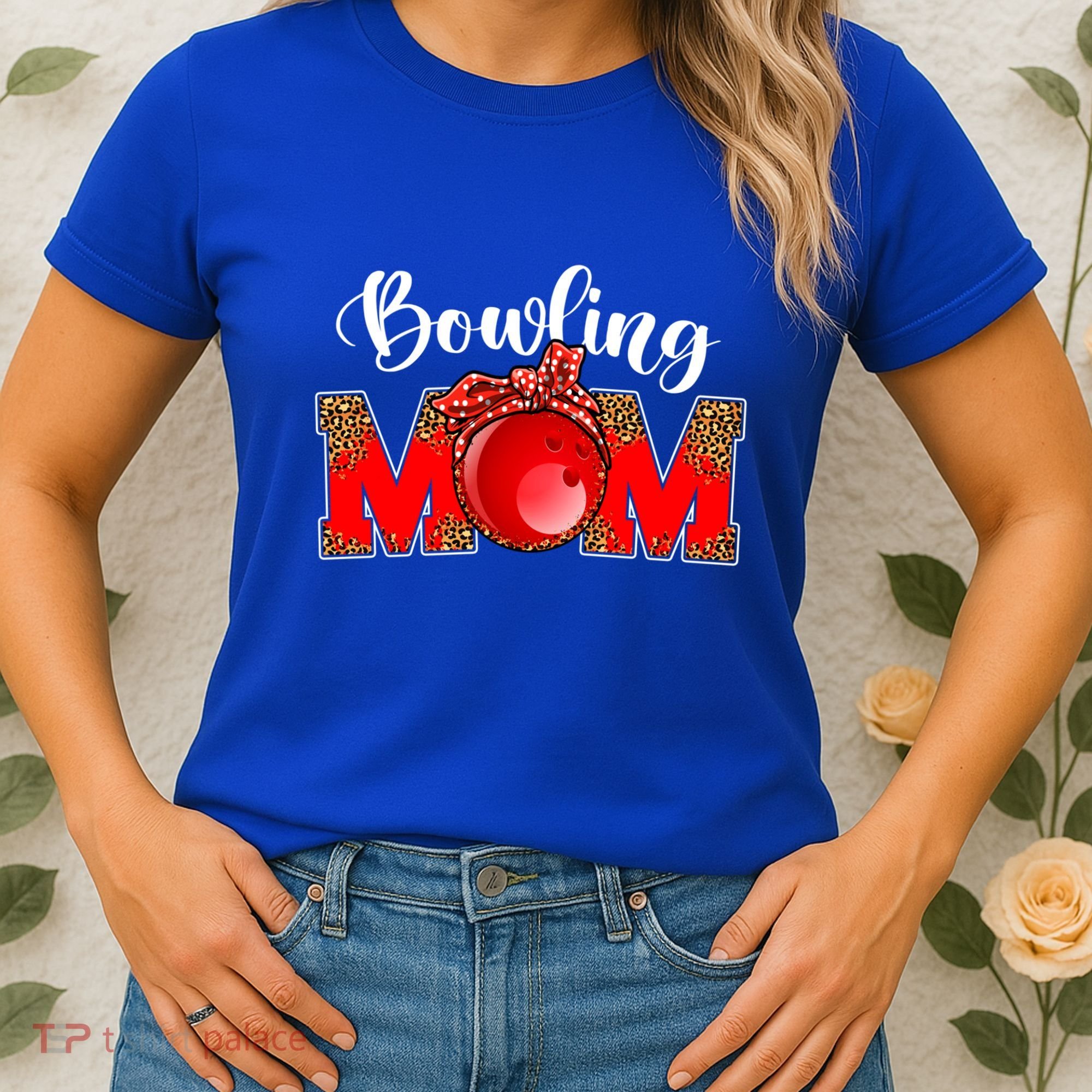 Mothers Day Bowling Mom Leopard Game Day Mom Life Cute Gift Women's T-Shirt