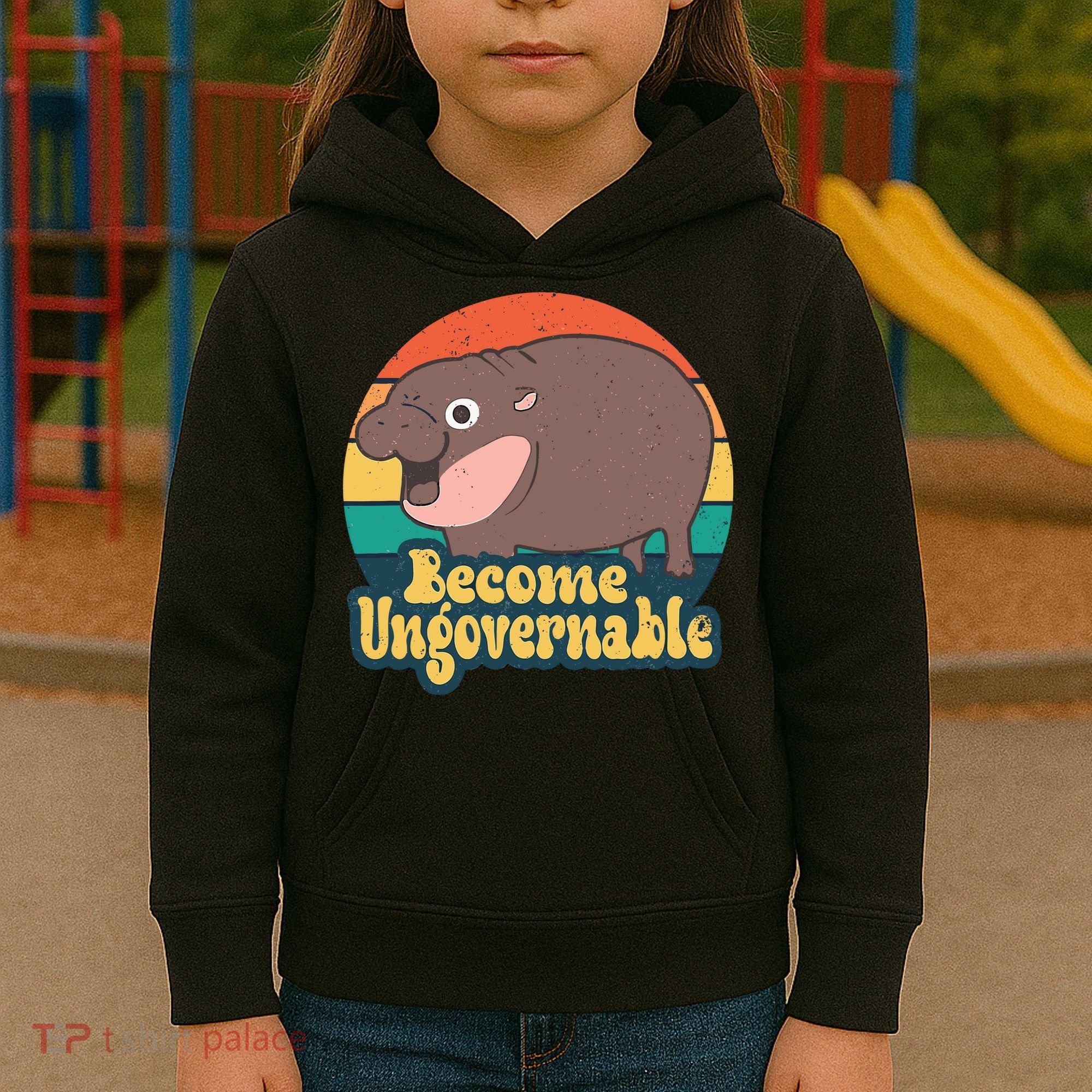 Moo Deng Become Ungovernable Kids Hoodie