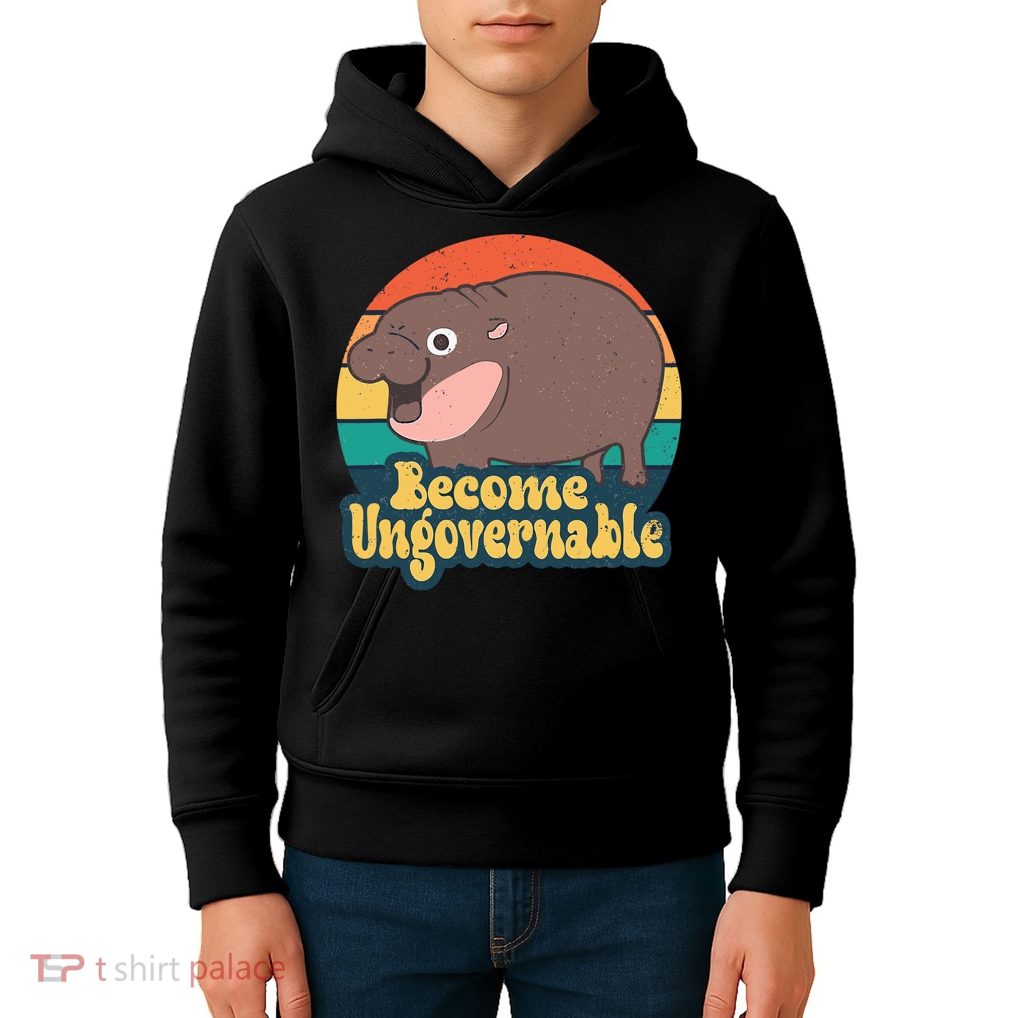 Moo Deng Become Ungovernable Kids Hoodie