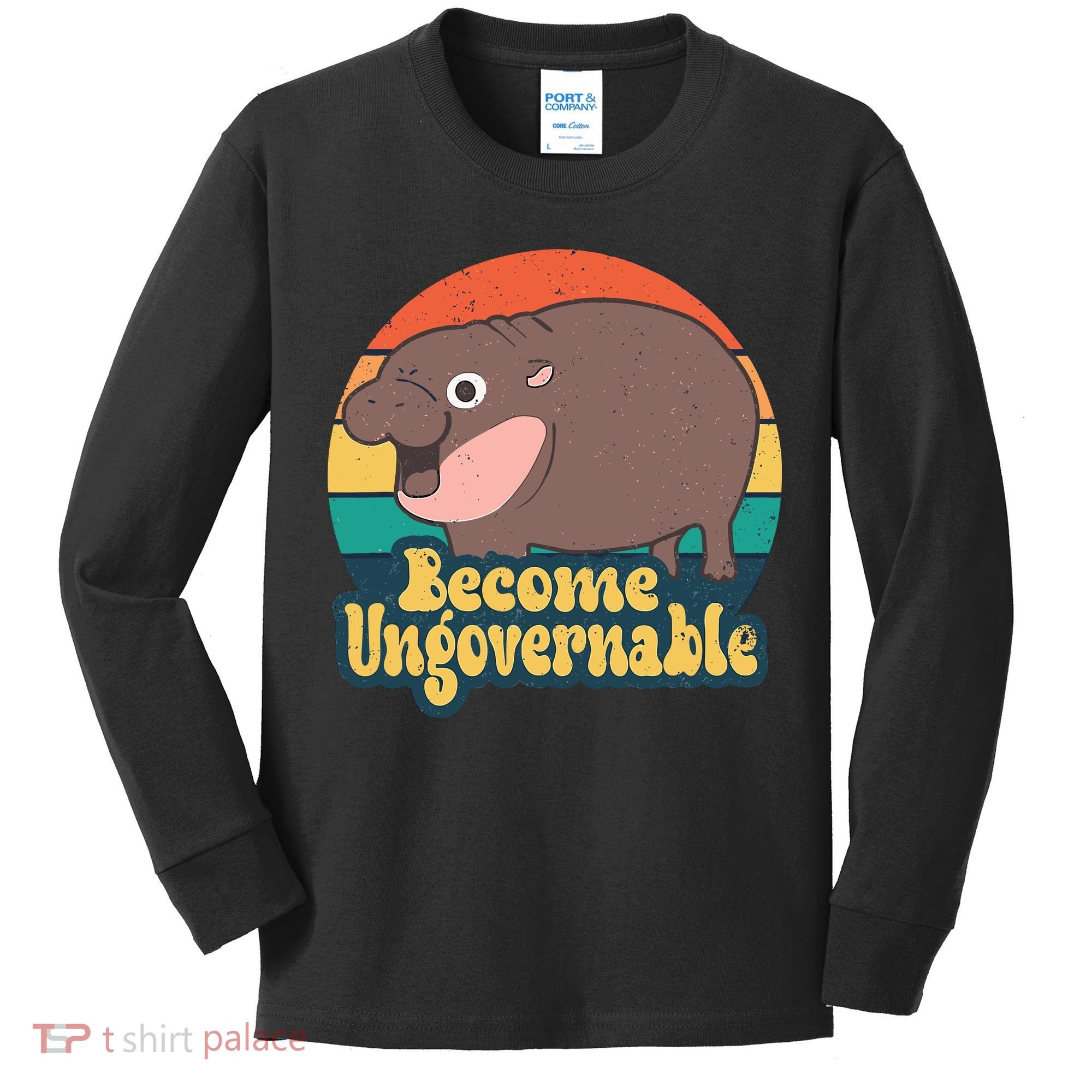 Moo Deng Become Ungovernable Kids Long Sleeve Shirt