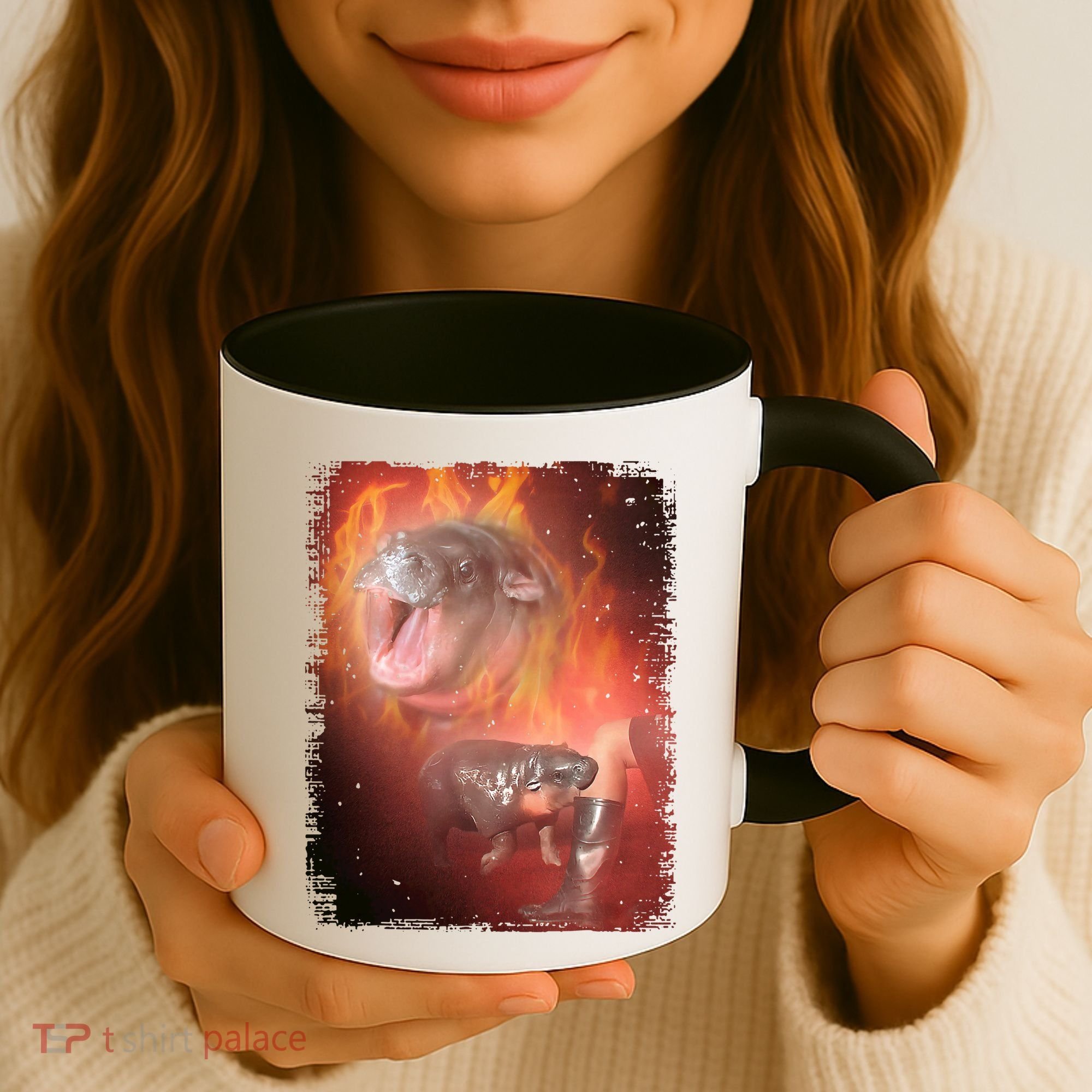 Moo Deng Bouncy Pig In Thai Fire Picture The Cute Baby Hippo Coffee Mug