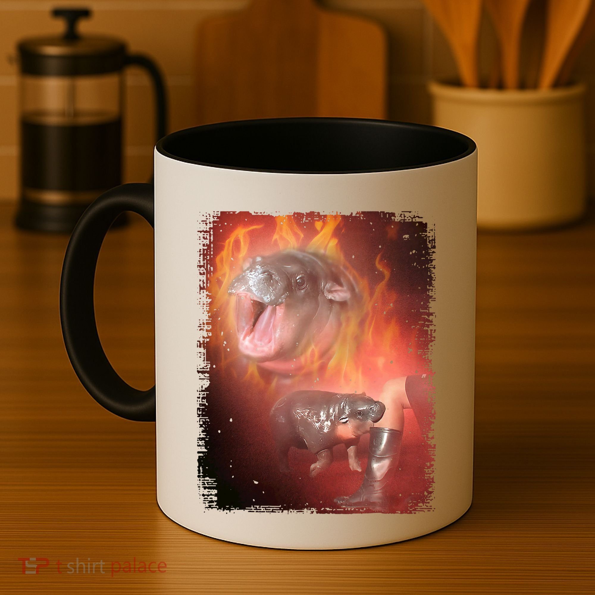 Moo Deng Bouncy Pig In Thai Fire Picture The Cute Baby Hippo Coffee Mug