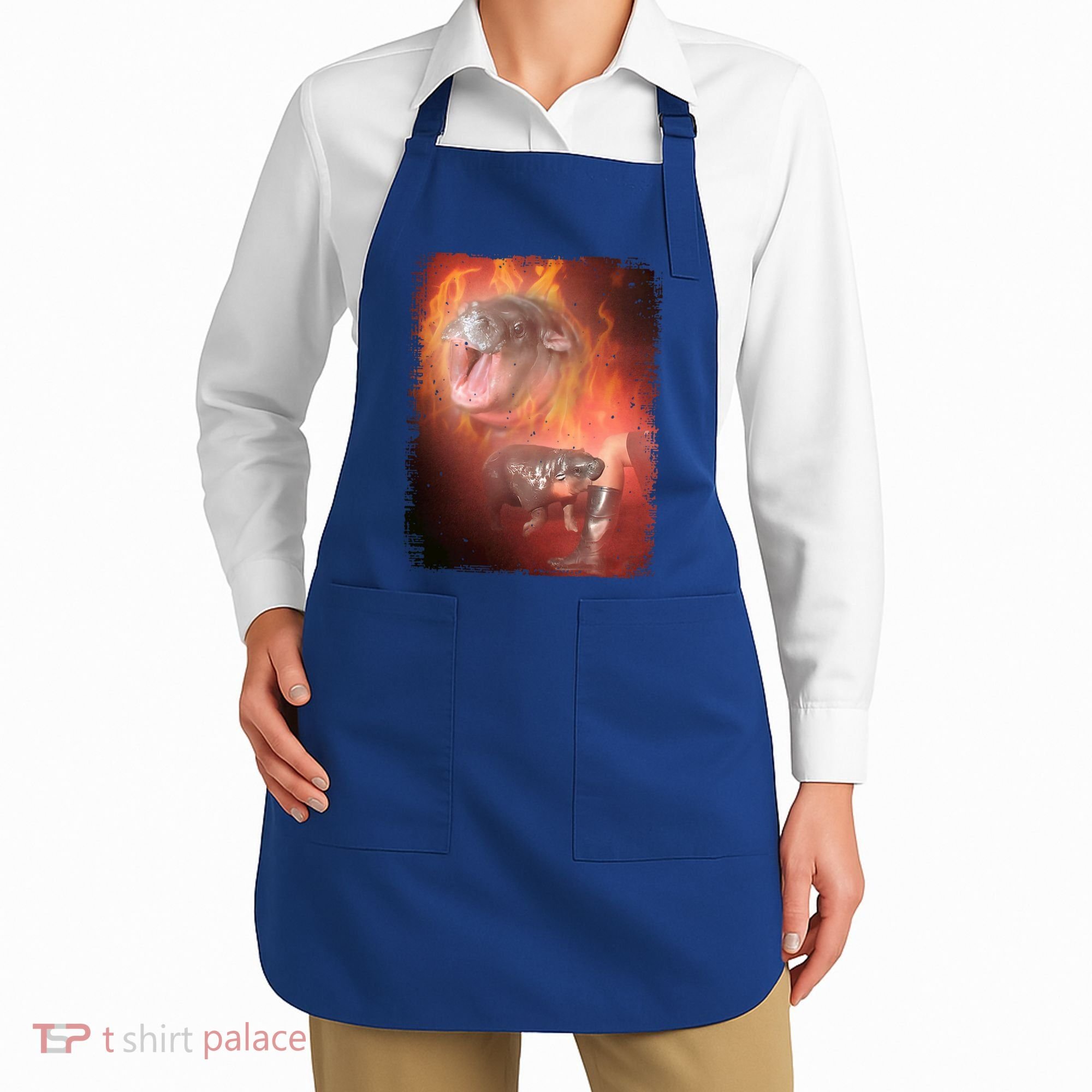Moo Deng Bouncy Pig In Thai Fire Picture The Cute Baby Hippo Apron