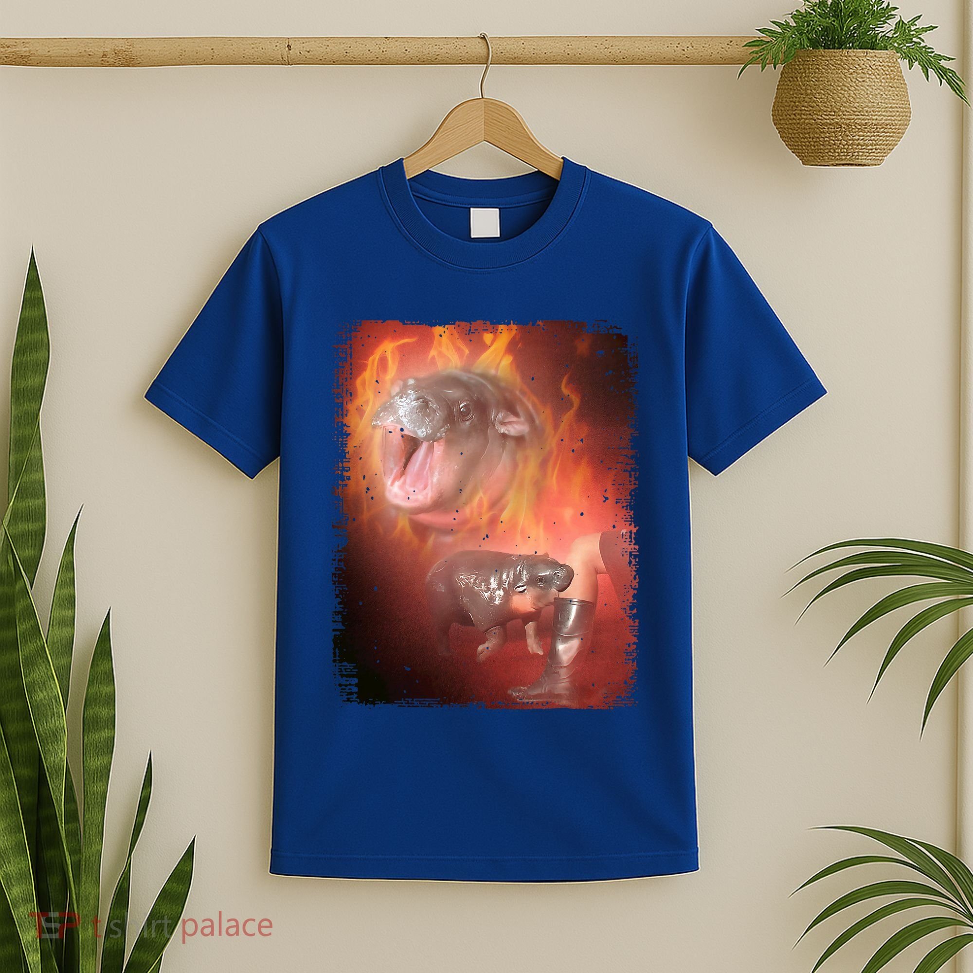 Moo Deng Bouncy Pig In Thai Fire Picture The Cute Baby Hippo T-Shirt