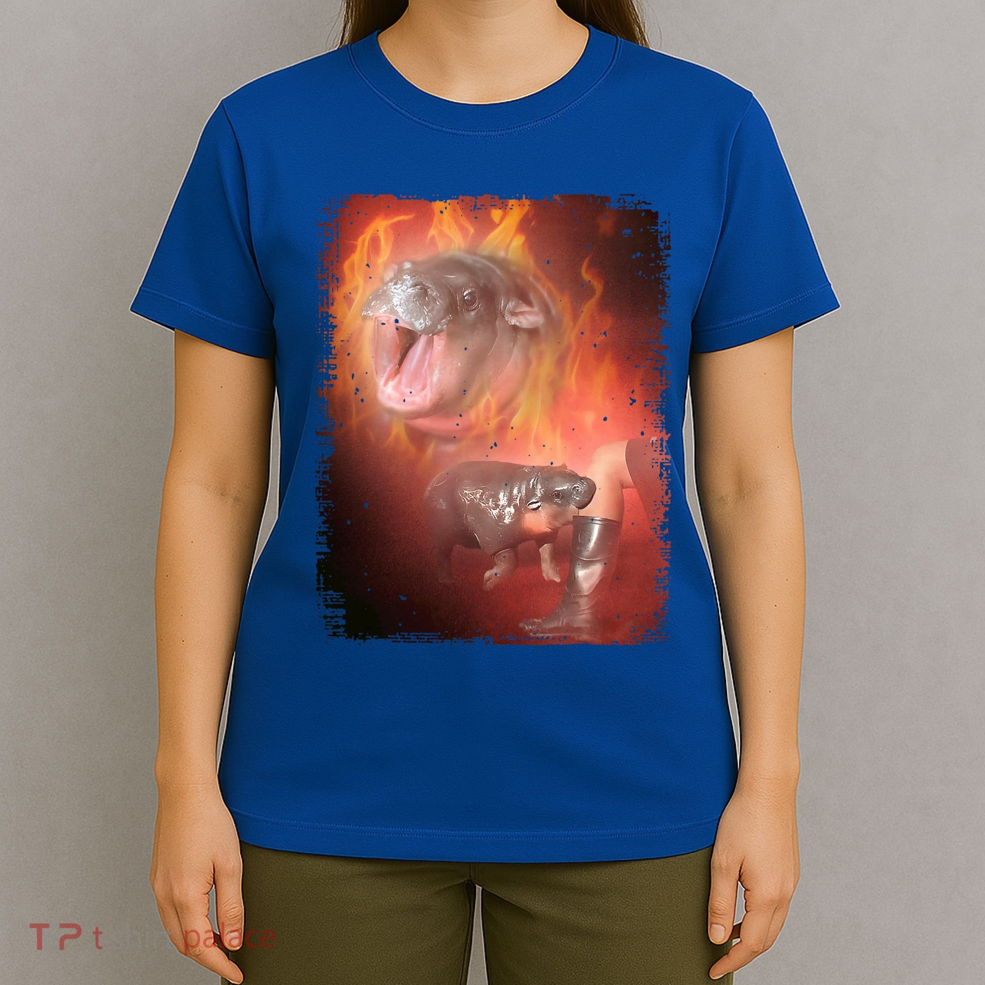 Moo Deng Bouncy Pig In Thai Fire Picture The Cute Baby Hippo T-Shirt