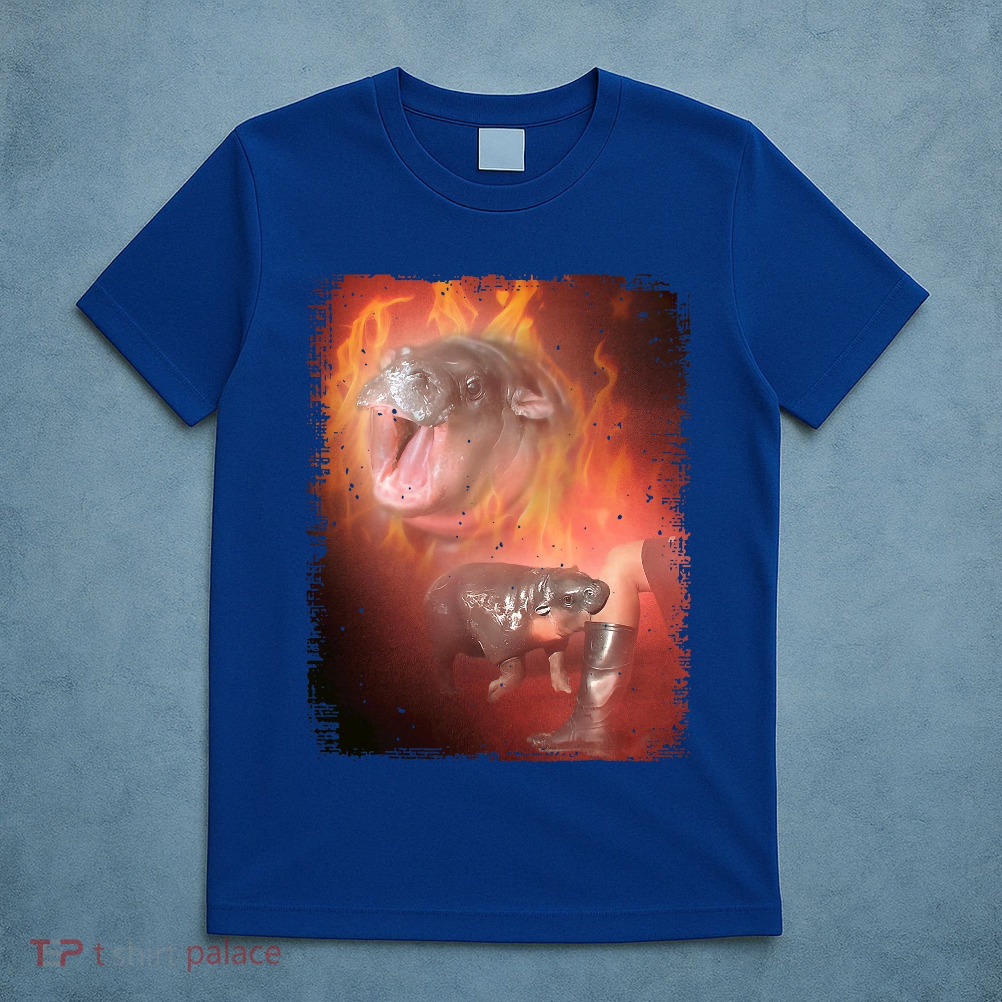 Moo Deng Bouncy Pig In Thai Fire Picture The Cute Baby Hippo T-Shirt