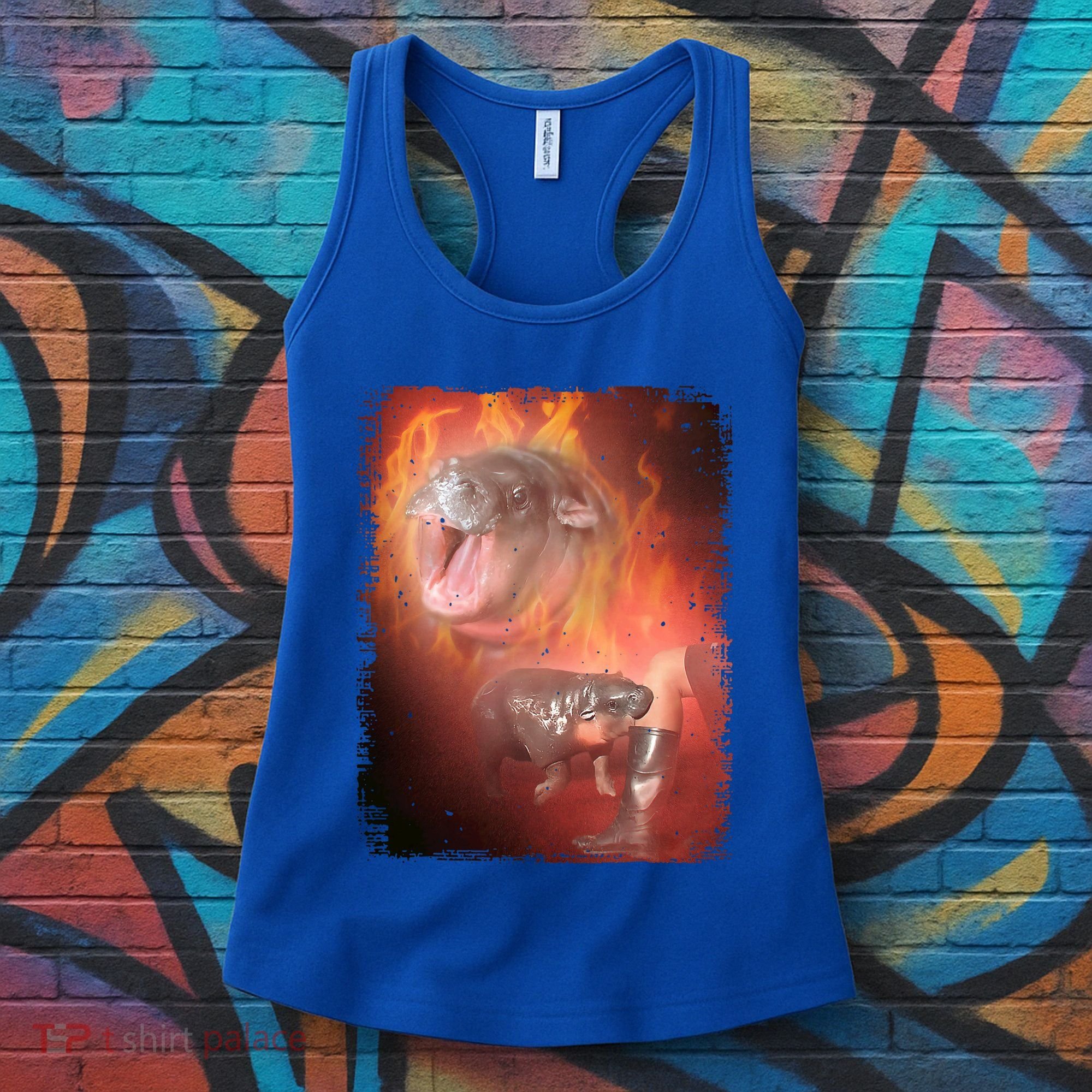 Moo Deng Bouncy Pig In Thai Fire Picture The Cute Baby Hippo Women's Tank Top