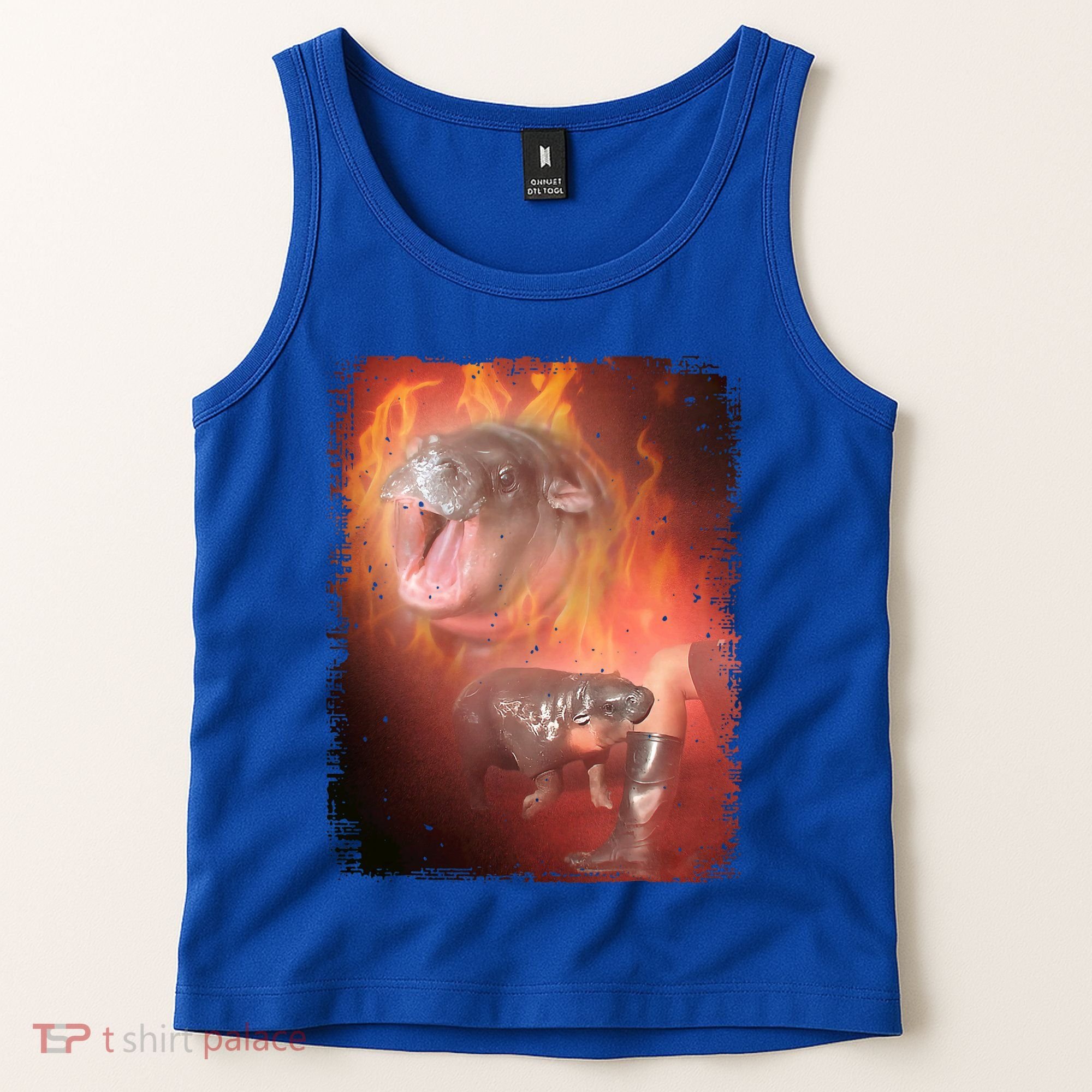 Moo Deng Bouncy Pig In Thai Fire Picture The Cute Baby Hippo Tank Top