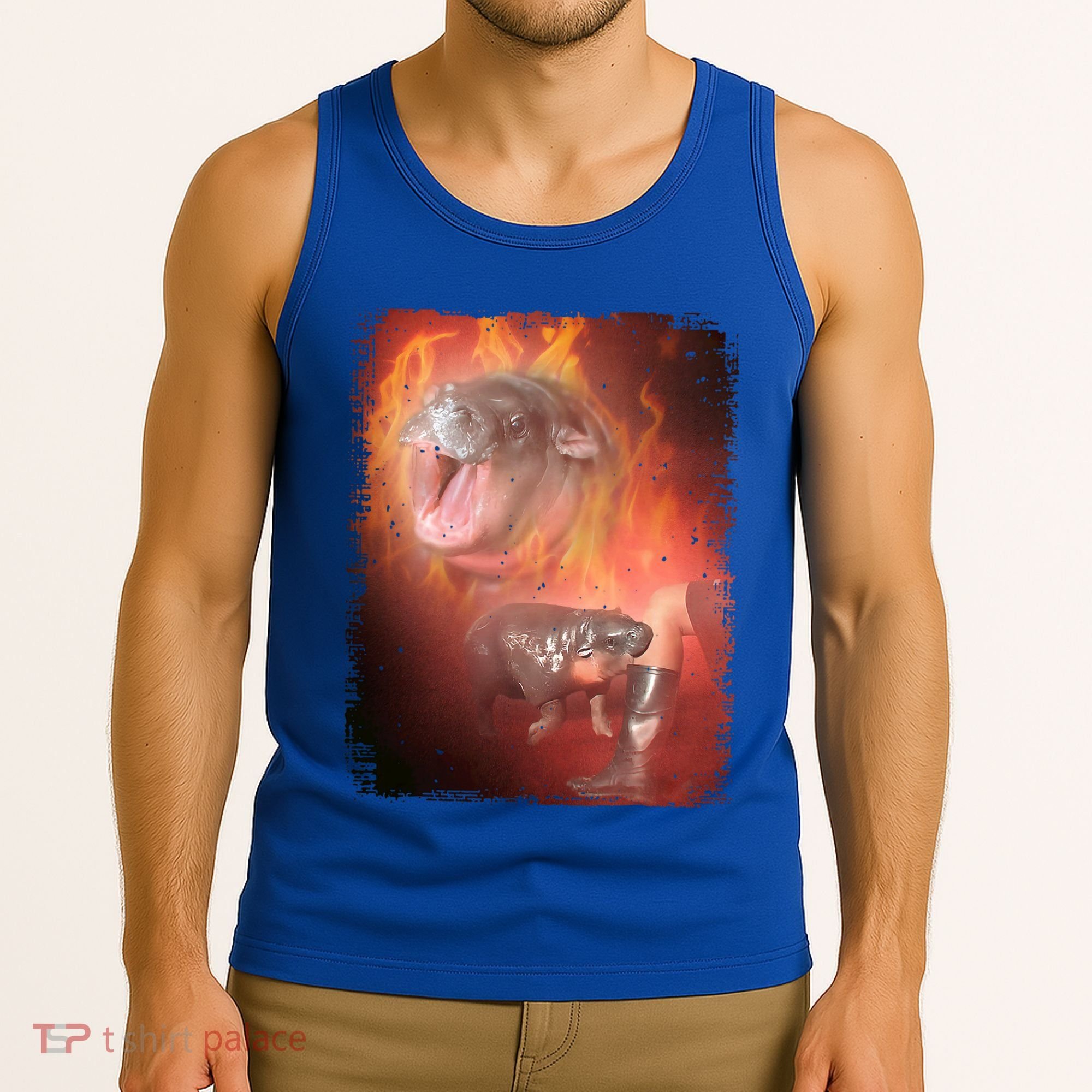 Moo Deng Bouncy Pig In Thai Fire Picture The Cute Baby Hippo Tank Top