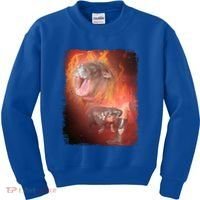 Moo Deng Bouncy Pig In Thai Fire Picture The Cute Baby Hippo Kids Sweatshirt thumb 0