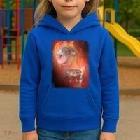 Moo Deng Bouncy Pig In Thai Fire Picture The Cute Baby Hippo Kids Hoodie thumb 3