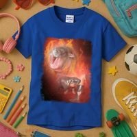 Moo Deng Bouncy Pig In Thai Fire Picture The Cute Baby Hippo Kids T-Shirt thumb 3