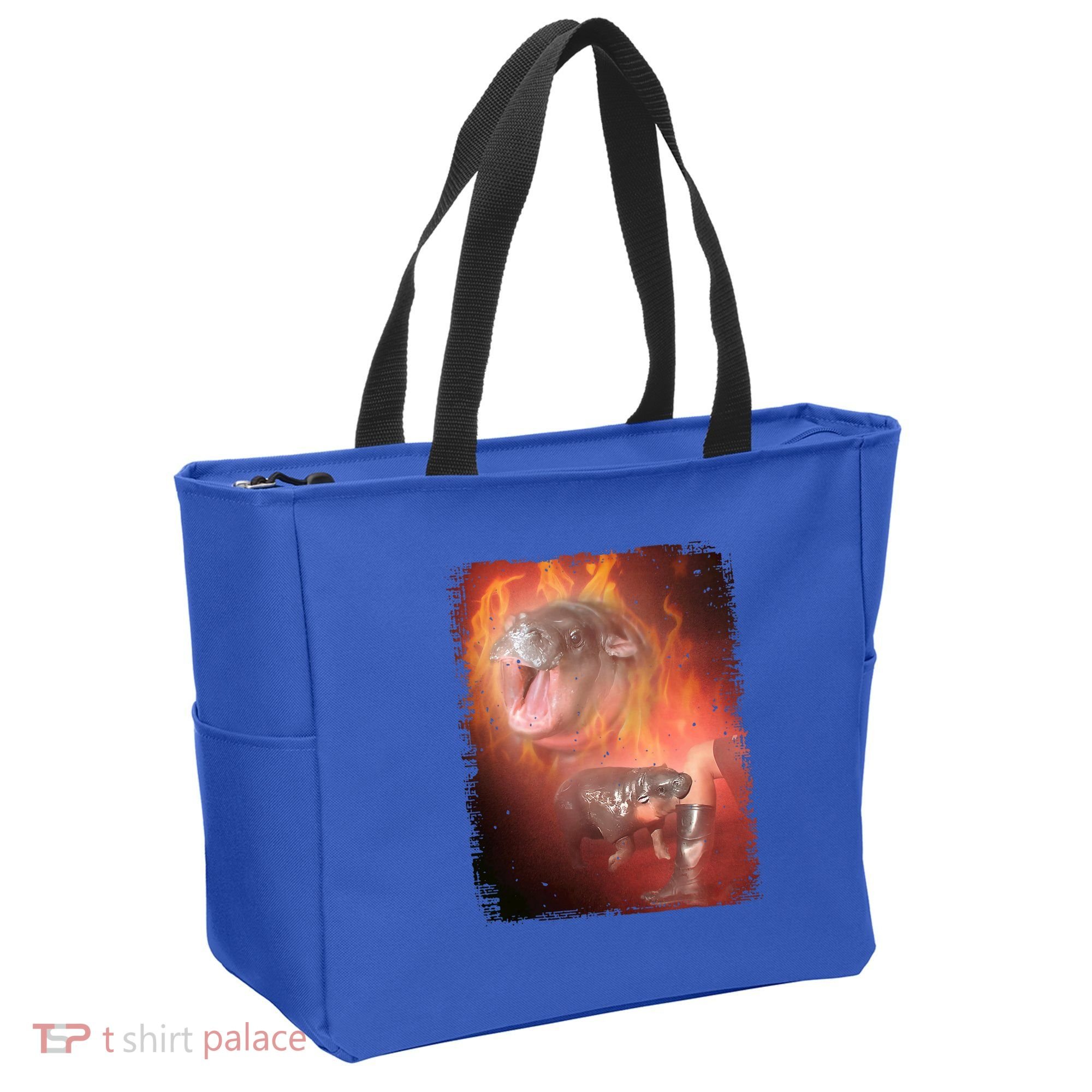 Moo Deng Bouncy Pig In Thai Fire Picture The Cute Baby Hippo Tote Bag