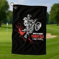 Motocross Dirt Bike When In Doubt Throttle It Out Gift Dirtbike Gift Golf Towel thumb 1