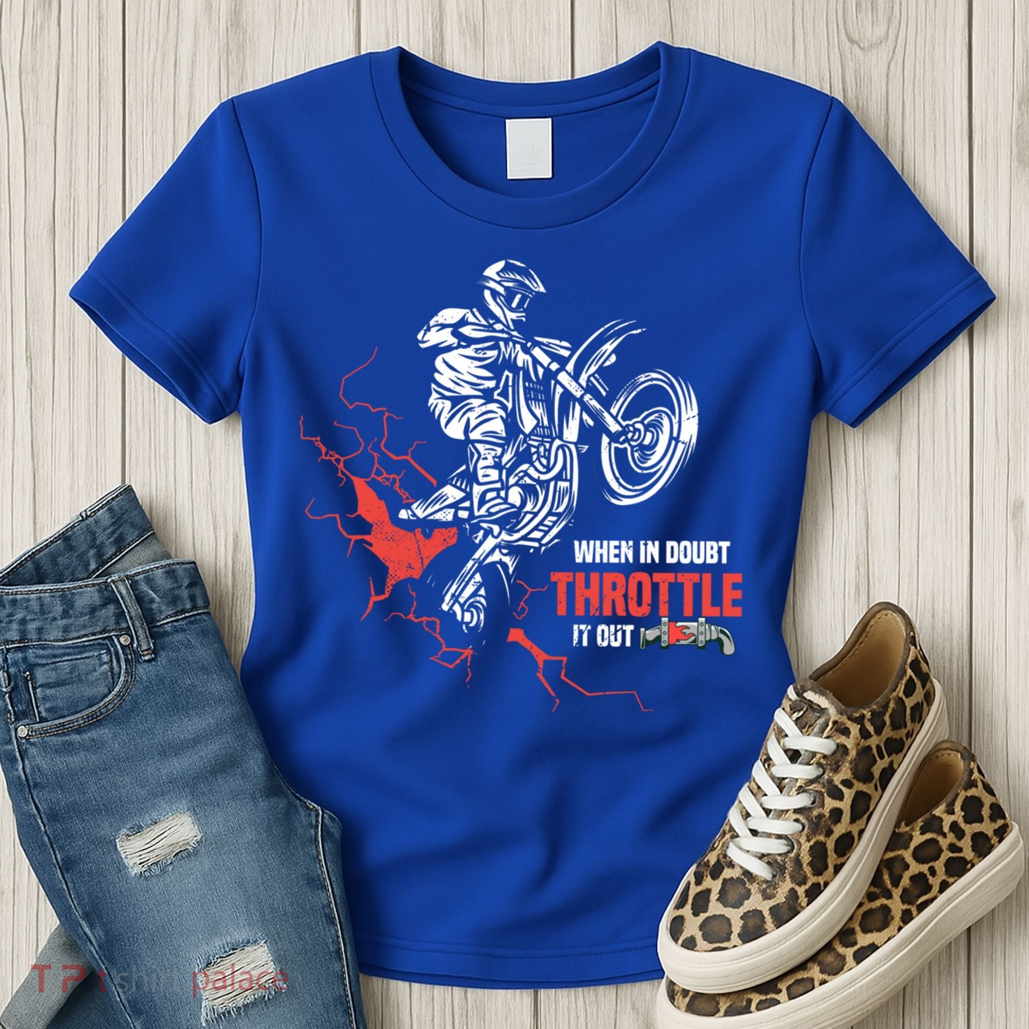 Motocross Dirt Bike When In Doubt Throttle It Out Gift Dirtbike Gift Women's T-Shirt