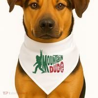 Mountain Dude Bigfoot Sasquatch Rock On USA-Made Doggie Bandana thumb 1