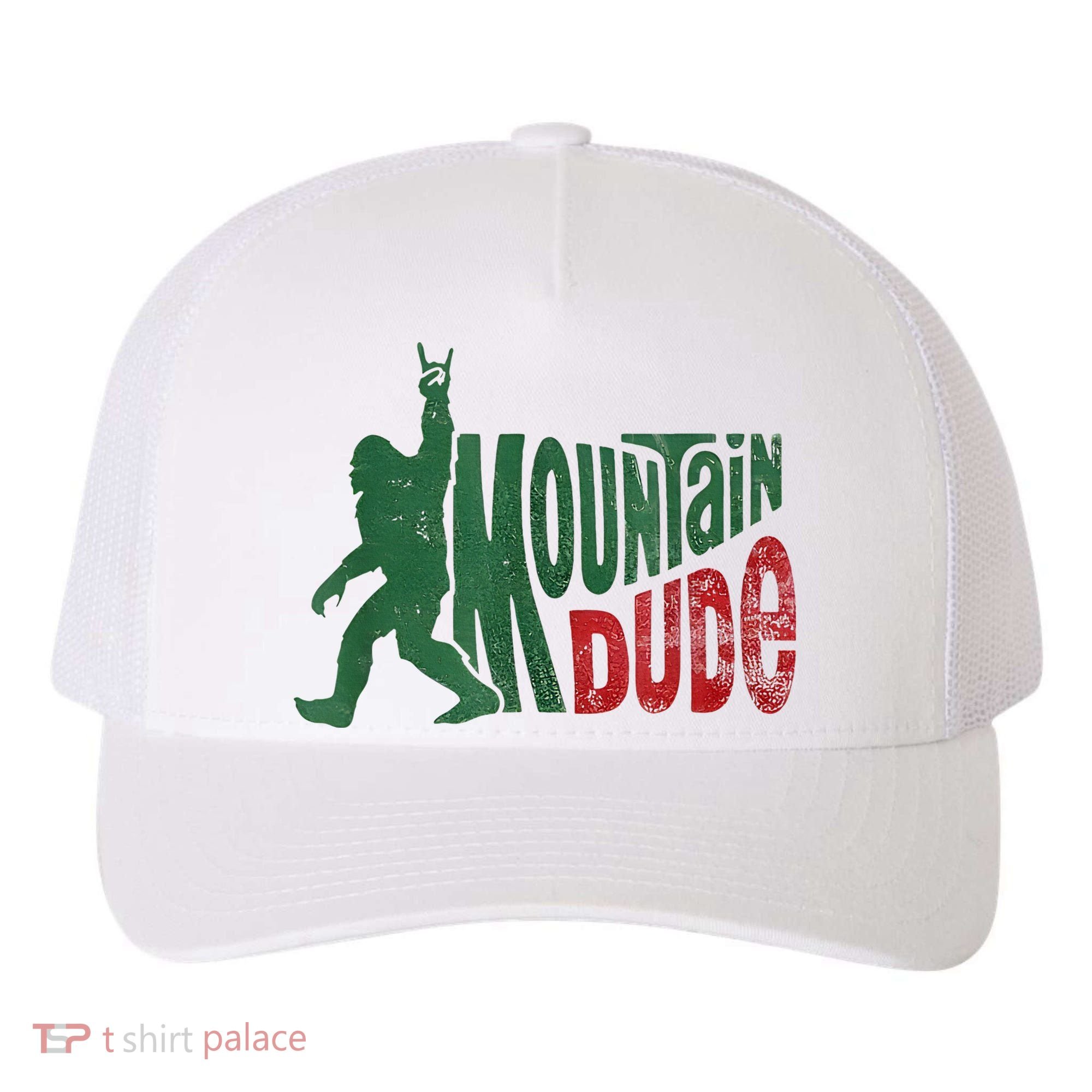 Mountain Dude Bigfoot Sasquatch Rock On Yupoong Adult 5-Panel Trucker Hat