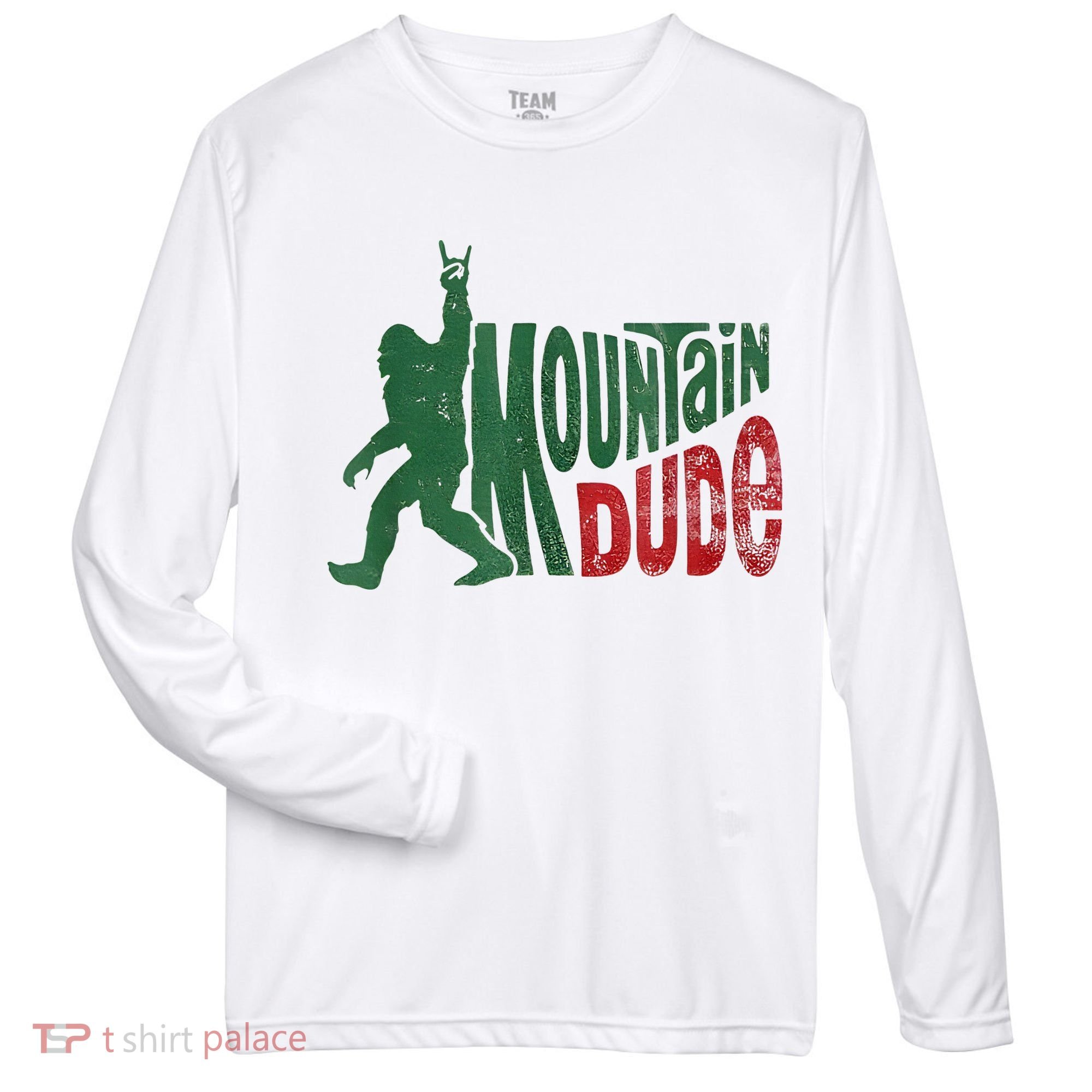 Mountain Dude Bigfoot Sasquatch Rock On Zone Performance Long-Sleeve T-Shirt