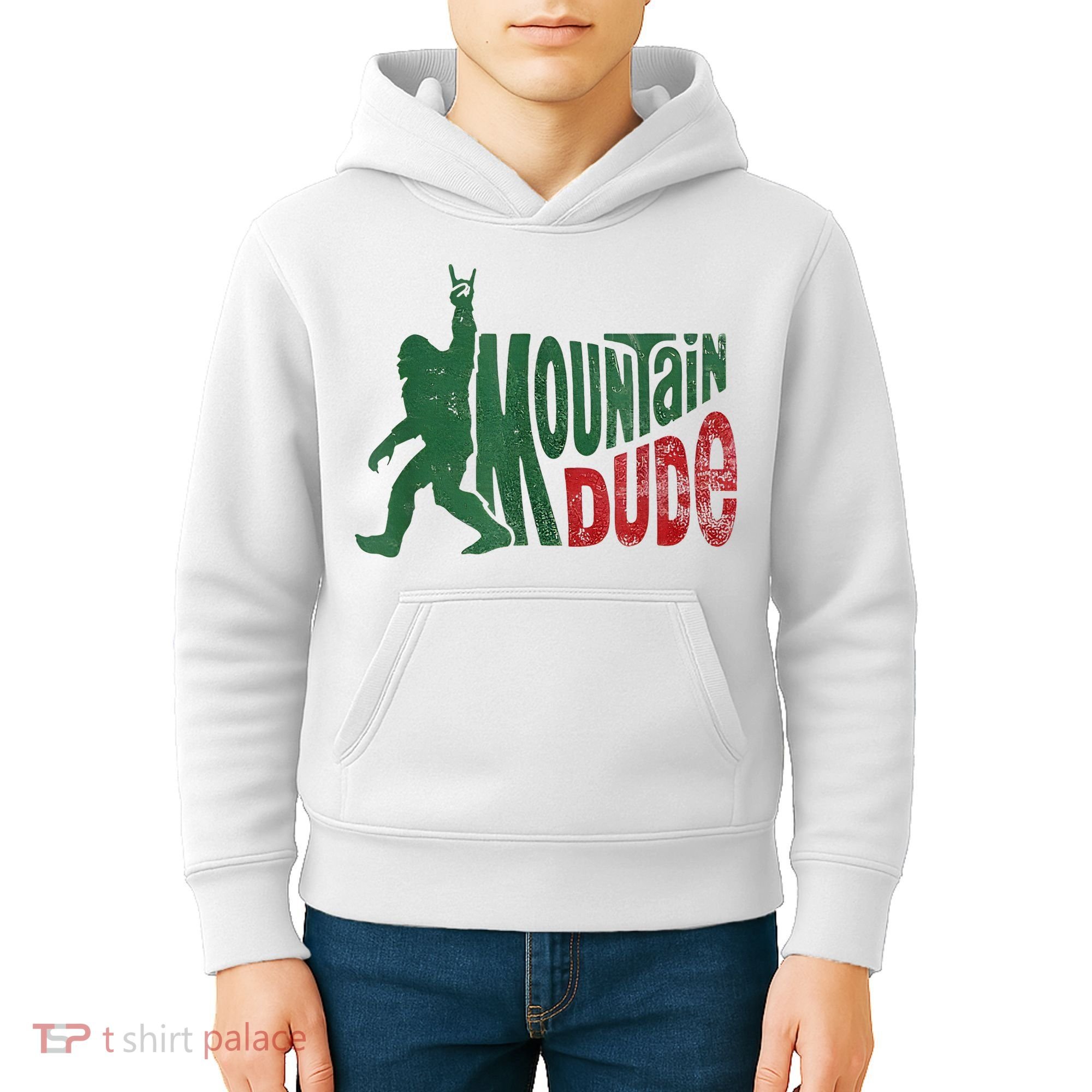 Mountain Dude Bigfoot Sasquatch Rock On Kids Hoodie