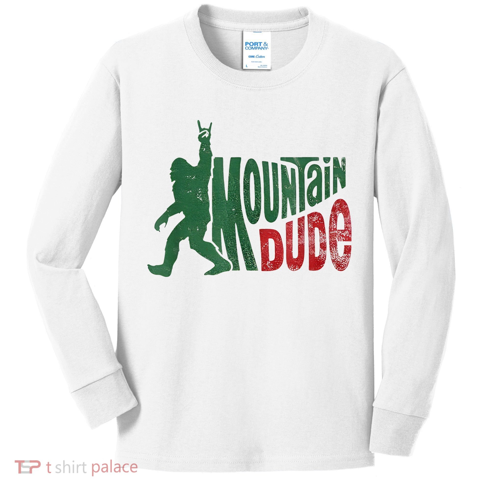 Mountain Dude Bigfoot Sasquatch Rock On Kids Long Sleeve Shirt
