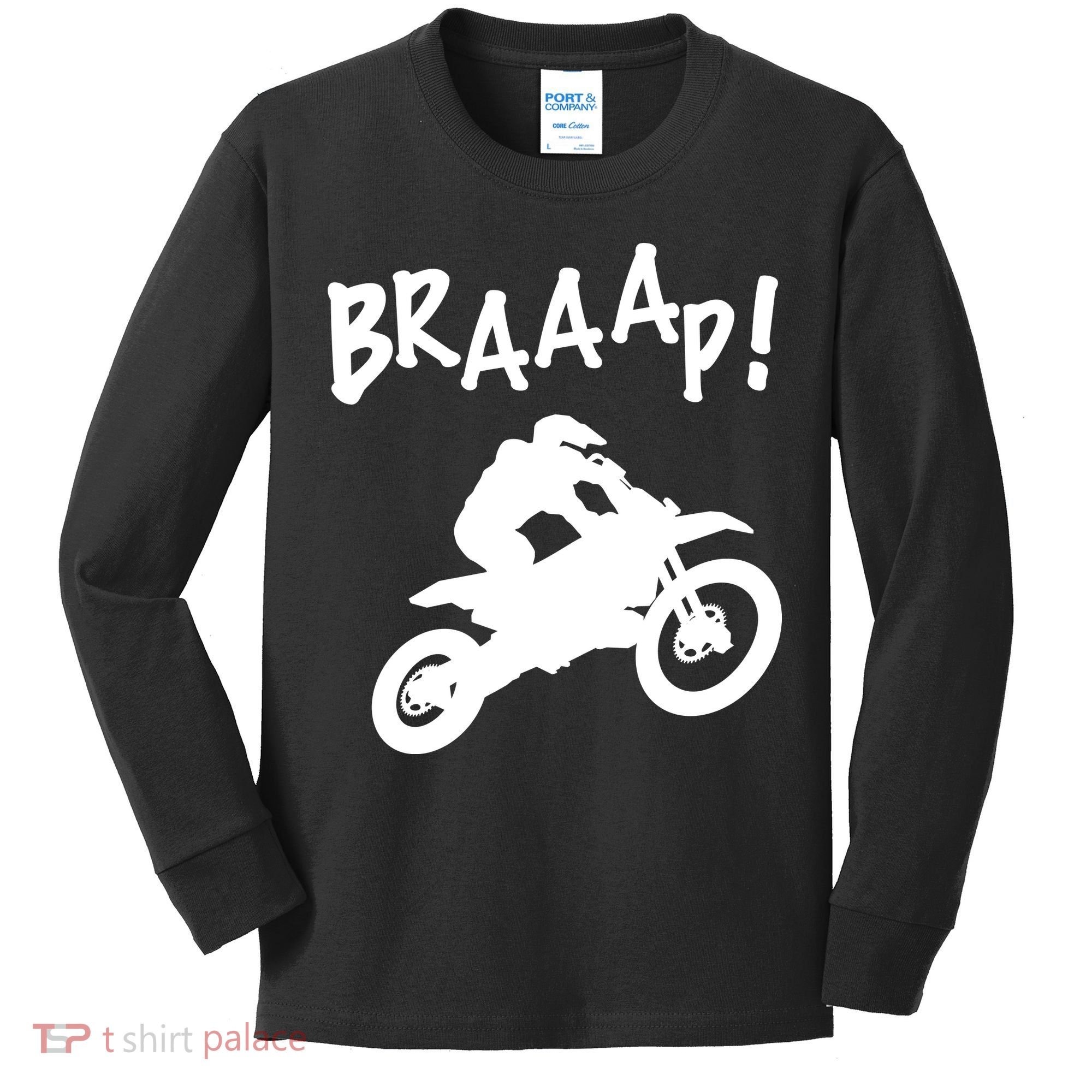 Motocross Dirt Bike Braaap Gift Kids Long Sleeve Shirt