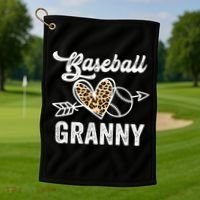 Mothers Day Baseball Granny Leopard Gift Golf Towel thumb 1