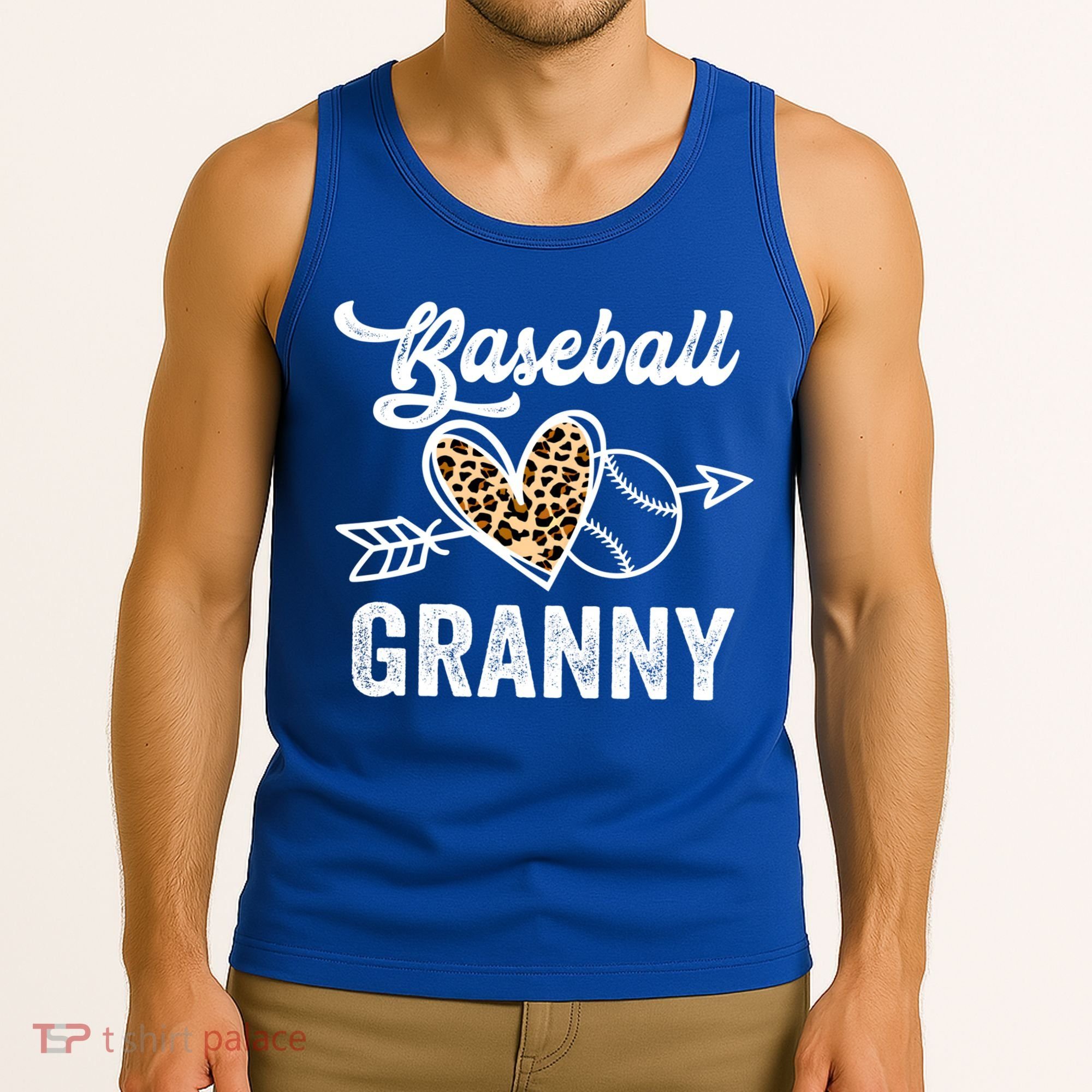Mothers Day Baseball Granny Leopard Gift Tank Top