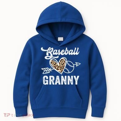 Mothers Day Baseball Granny Leopard Gift Kids Hoodie