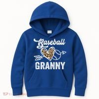 Mothers Day Baseball Granny Leopard Gift Kids Hoodie thumb 0