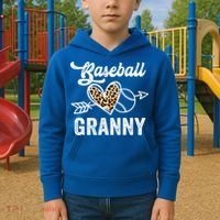 Mothers Day Baseball Granny Leopard Gift Kids Hoodie thumb 2