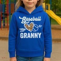 Mothers Day Baseball Granny Leopard Gift Kids Hoodie thumb 3