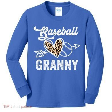 Mothers Day Baseball Granny Leopard Gift Kids Long Sleeve Shirt