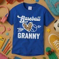 Mothers Day Baseball Granny Leopard Gift Kids T-Shirt thumb 3