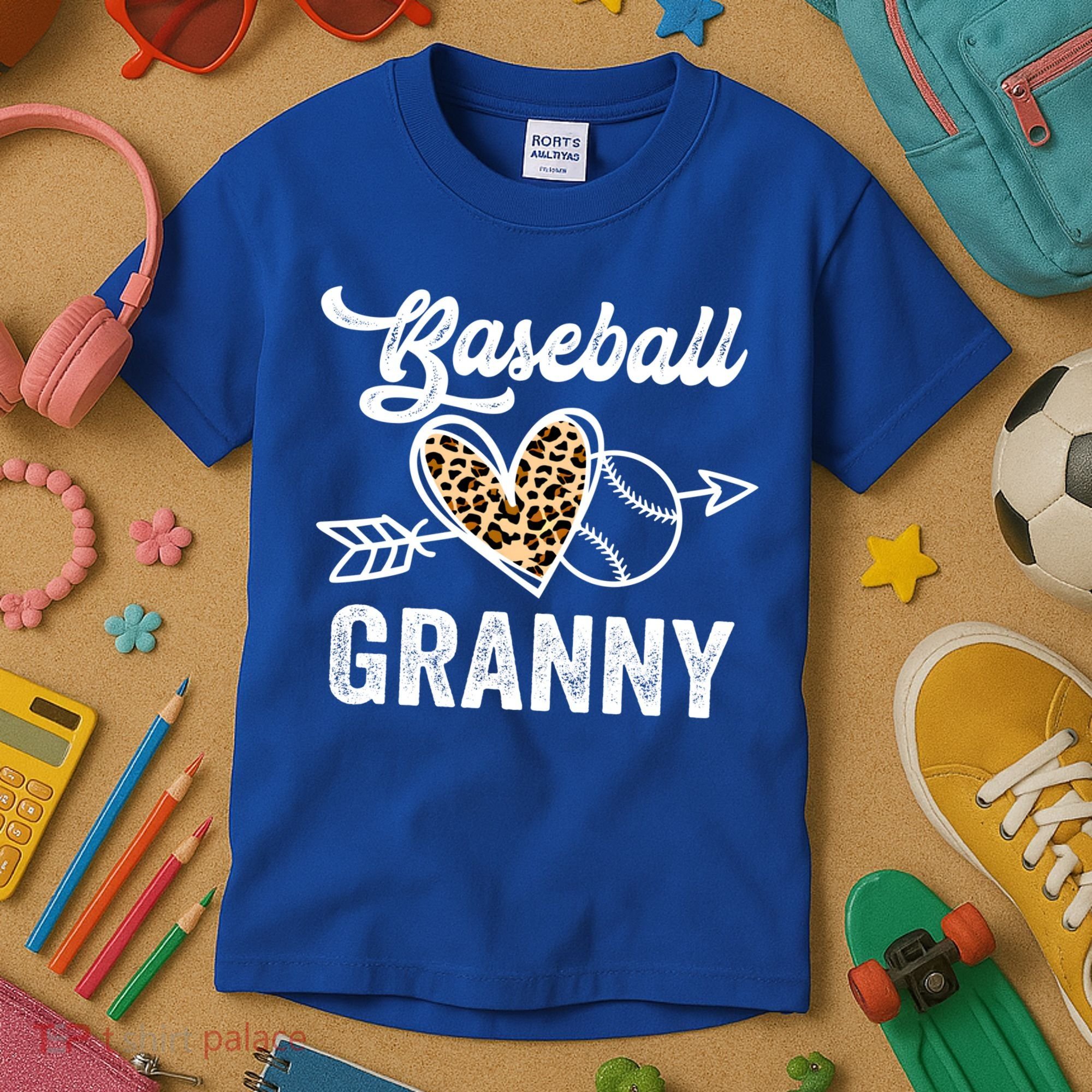 Mothers Day Baseball Granny Leopard Gift Kids T-Shirt