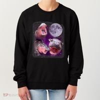 Moo Deng Bouncy Pig In Thai Picture Howling Under The Moon Women's Sweatshirt thumb 0