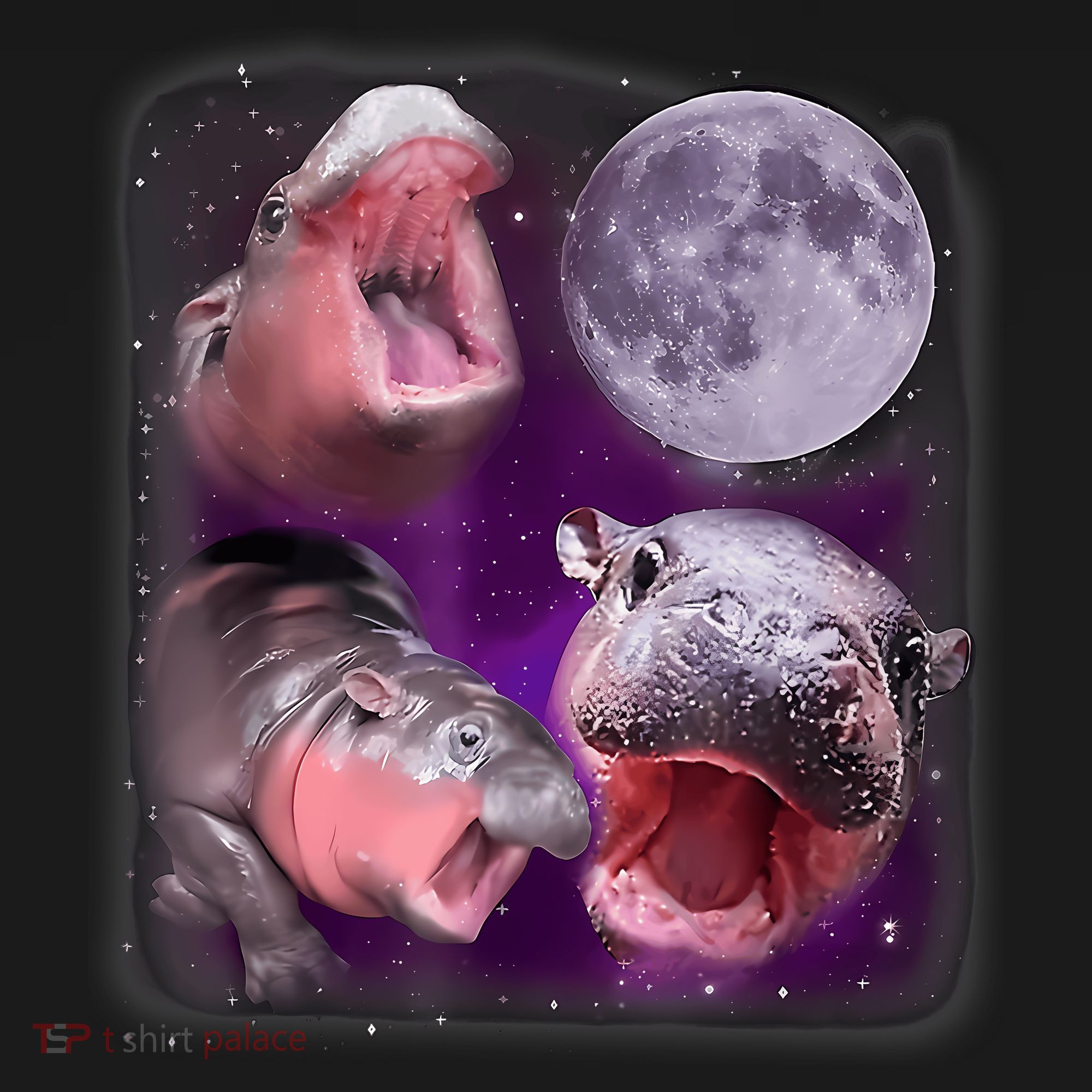 Moo Deng Bouncy Pig In Thai Picture Howling Under The Moon Doggie Tank