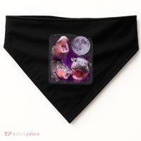 Moo Deng Bouncy Pig In Thai Picture Howling Under The Moon USA-Made Doggie Bandana thumb 0