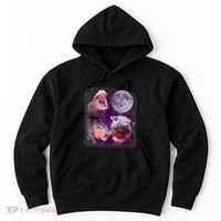 Moo Deng Bouncy Pig In Thai Picture Howling Under The Moon Hoodie thumb 0