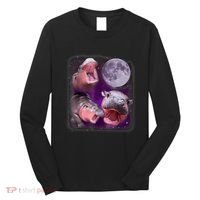 Moo Deng Bouncy Pig In Thai Picture Howling Under The Moon Long Sleeve Shirt thumb 0