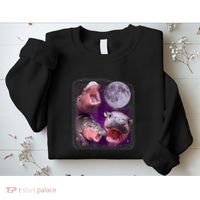 Moo Deng Bouncy Pig In Thai Picture Howling Under The Moon Sweatshirt thumb 2
