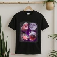 Moo Deng Bouncy Pig In Thai Picture Howling Under The Moon T-Shirt thumb 2