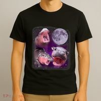 Moo Deng Bouncy Pig In Thai Picture Howling Under The Moon T-Shirt thumb 3