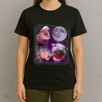Moo Deng Bouncy Pig In Thai Picture Howling Under The Moon T-Shirt thumb 4