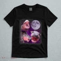 Moo Deng Bouncy Pig In Thai Picture Howling Under The Moon T-Shirt thumb 5